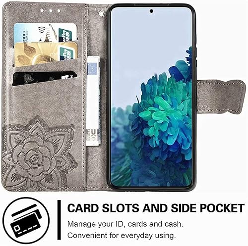 Miniatura 10 de MEUPZZK Funda tipo cartera para Samsung Galaxy S21+S21 Plus, piel sintética de alta calidad con estampado de flores de mariposa en relieve, función