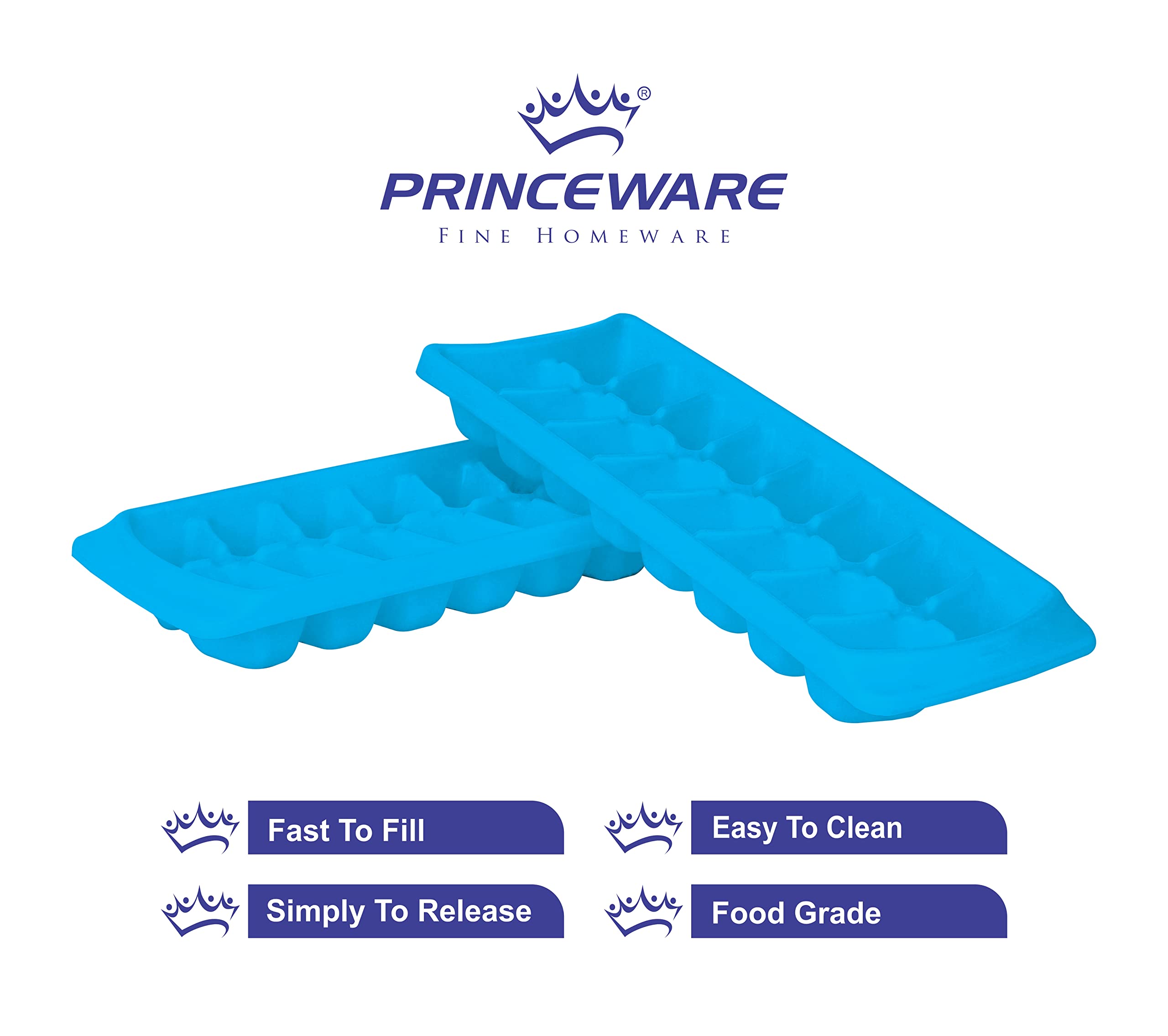 PRINCEWARE Plastic Ice Cube Tray, 2-Pieces,Blue - Image 5 thumbnail