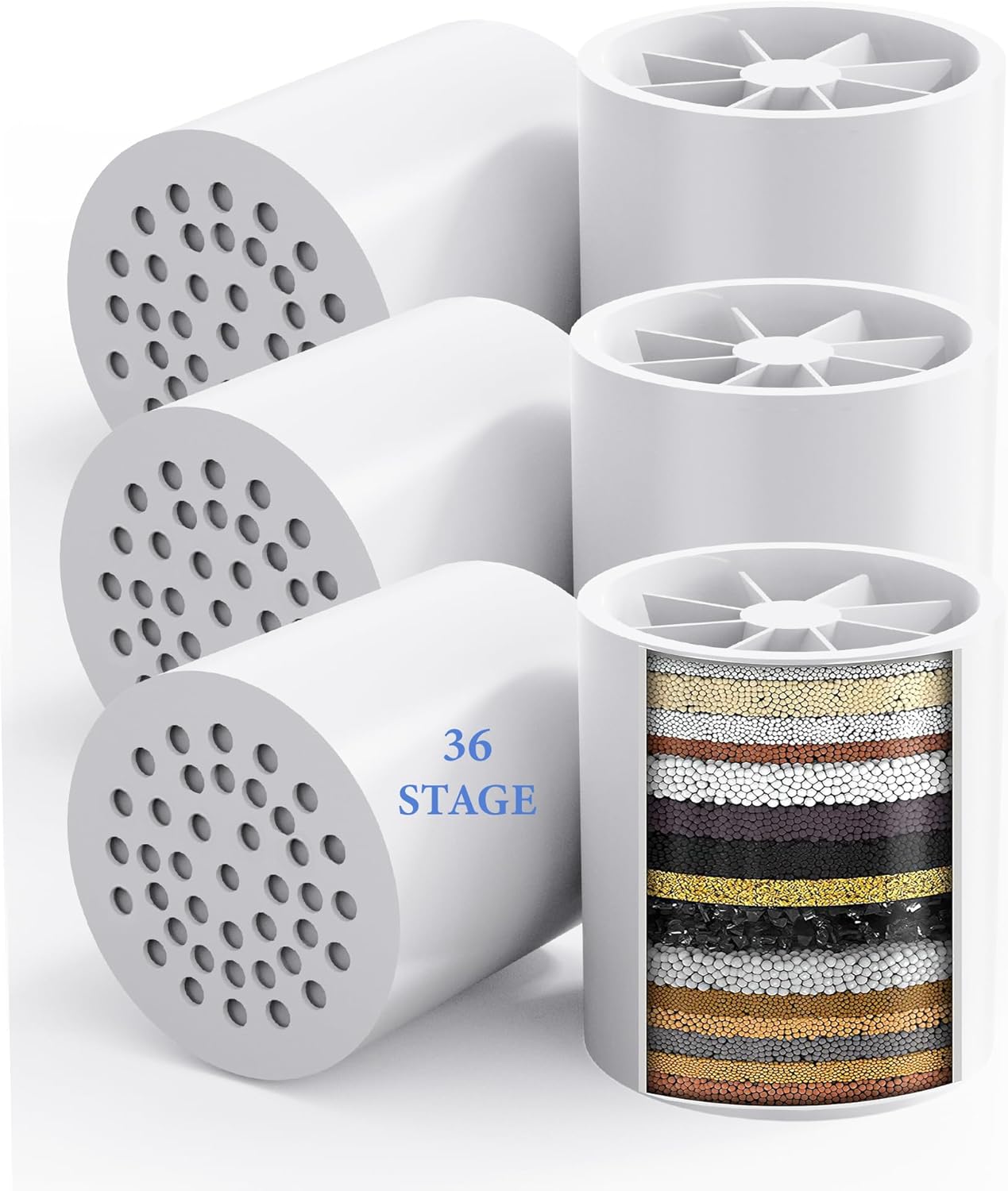 6 Pack 30 Stage Universal Shower Filter Replacement Cartridge -Removes Chlorine, Heavy Metals, Iron, Sediments-VeoryFly ShowerHead Water Filter Cartridge, Compatible with Universal Shower Filter