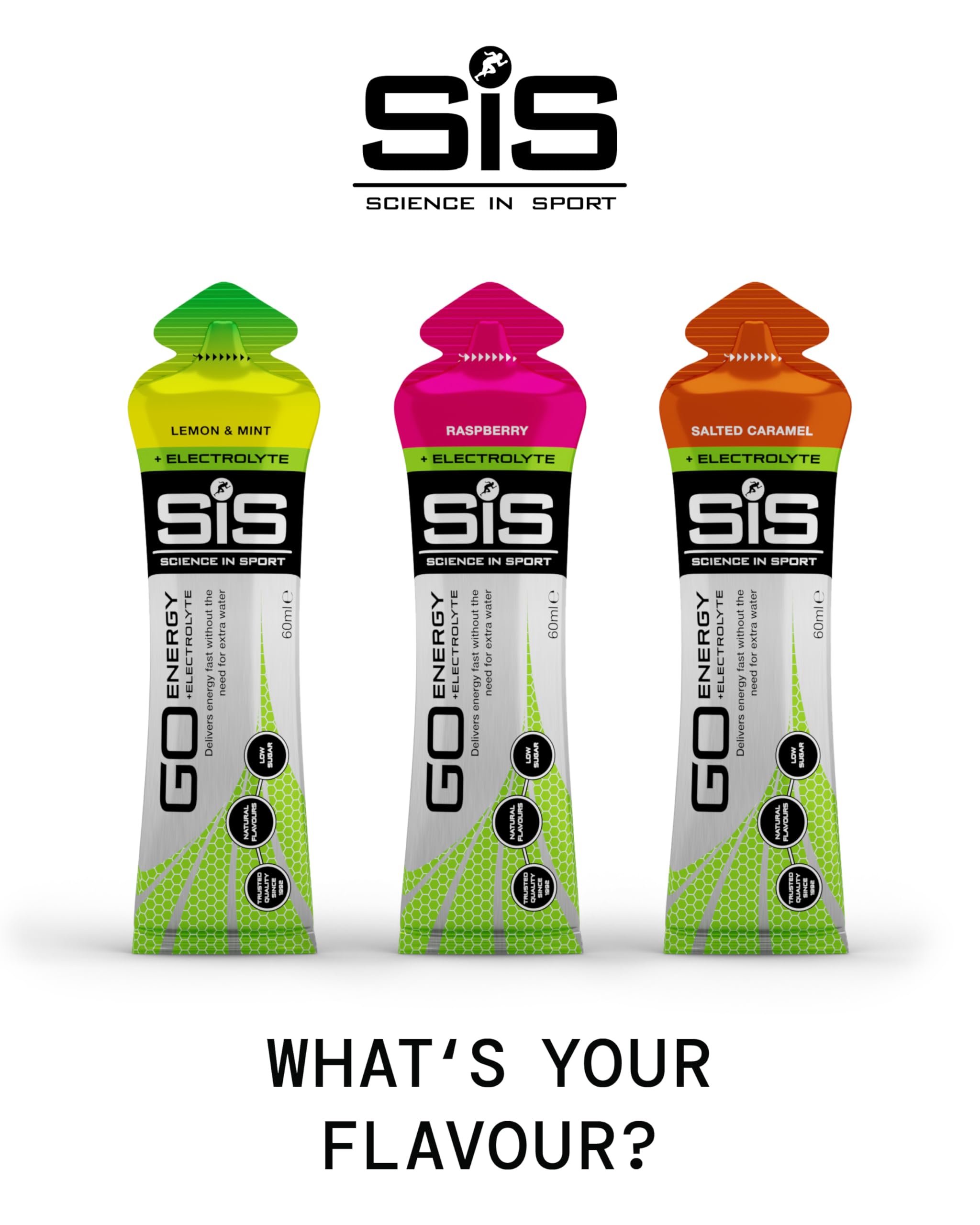 Science in Sport GO Gel Énergétique + Gel Électrolytes 30 x 60ml Caramel Salé, Végan - Idéal pour l'Apport Énergétique et l'Équilibre des Électrolytes