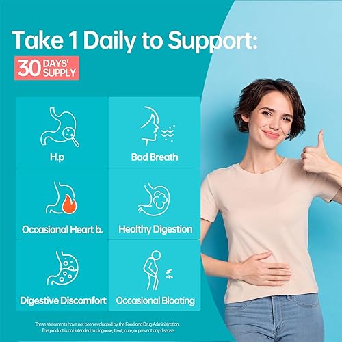 Vista 6 de 5-in-1 High Potency H. Pylori Probiotic, 1 Per Day - Supports Gastric Lining Integrity, Occasional Indigestion, Acid Comfort - Pylopass