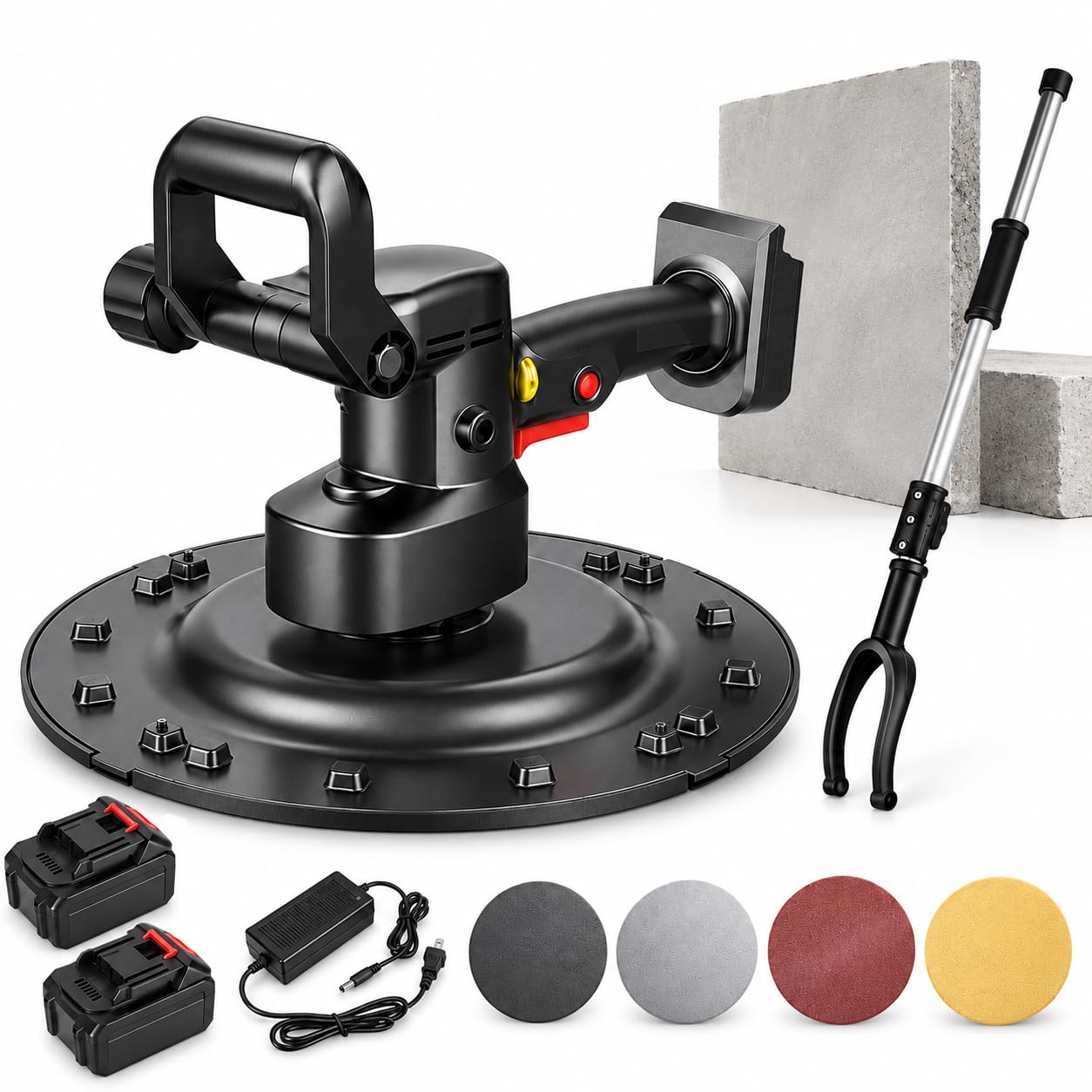 Amoladora para pisos de concreto y lijadora paredes, 1680 W, 80-200 RPM