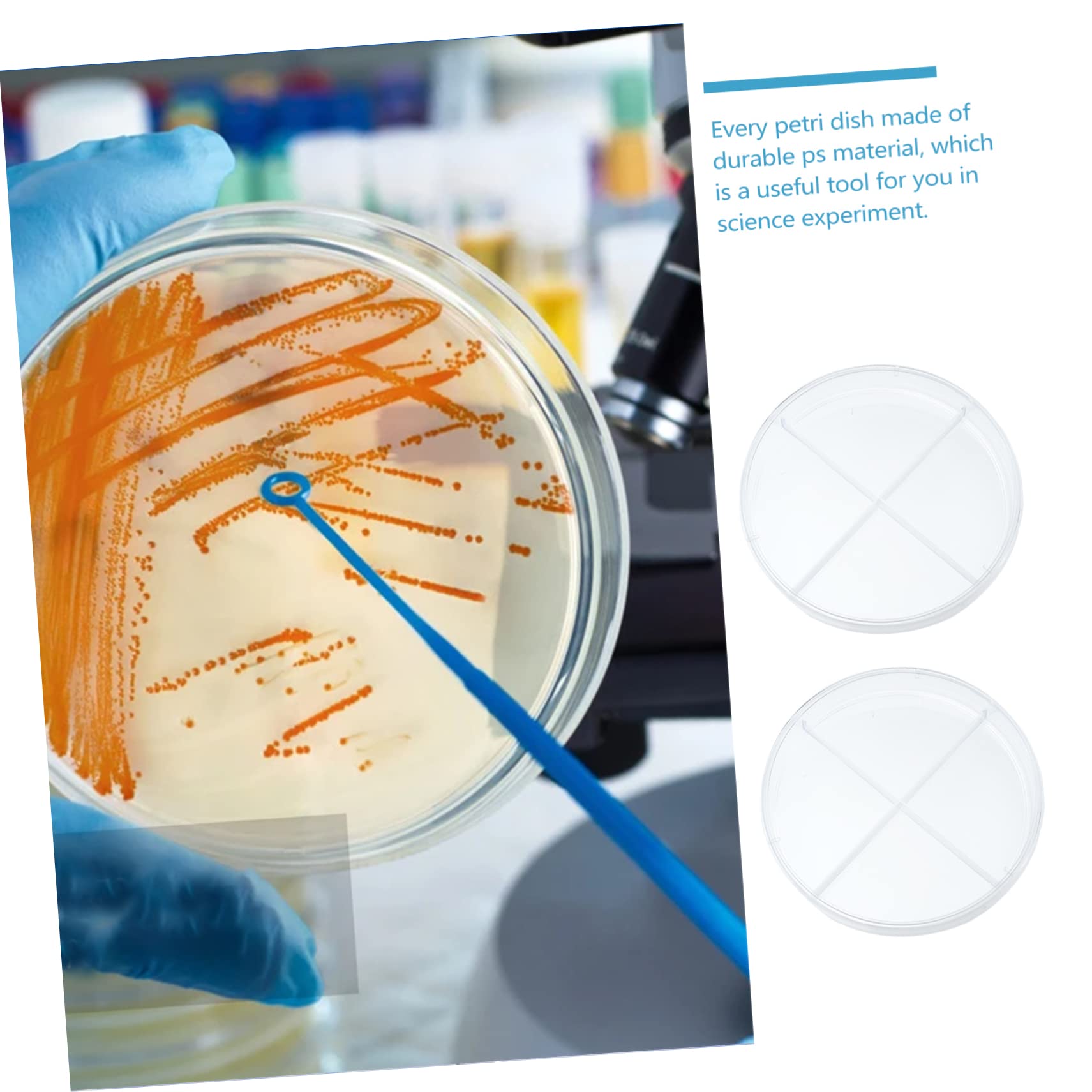 KICHOUSE Educational Teaching Aid 90mm Four Compartment Cell Culture Dish Set for Biology Lab