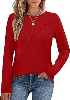 XIEERDUO Long Sleeve Shirts for Women Business Casual Tops Trendy Crewneck Fall T Shirts Pleated Loose Fit