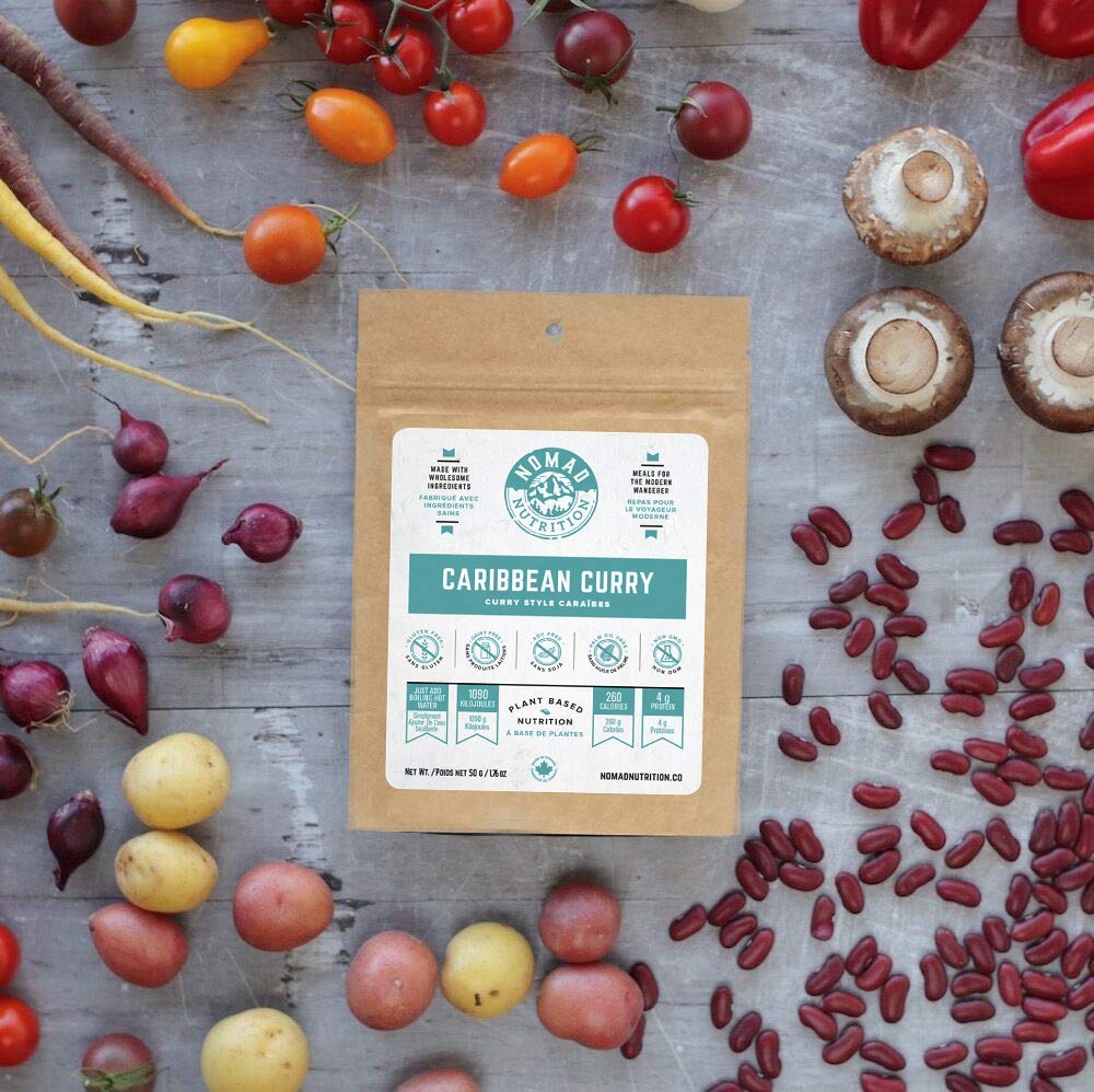 Nomad Nutrition Caribbean Curry | Instant Freeze Dried Backpacking & Camping Food | Plant-Based, Non-GMO Hiking Meals with High-Energy, Vegan, Gluten-Free | 56g - 2 Pack
