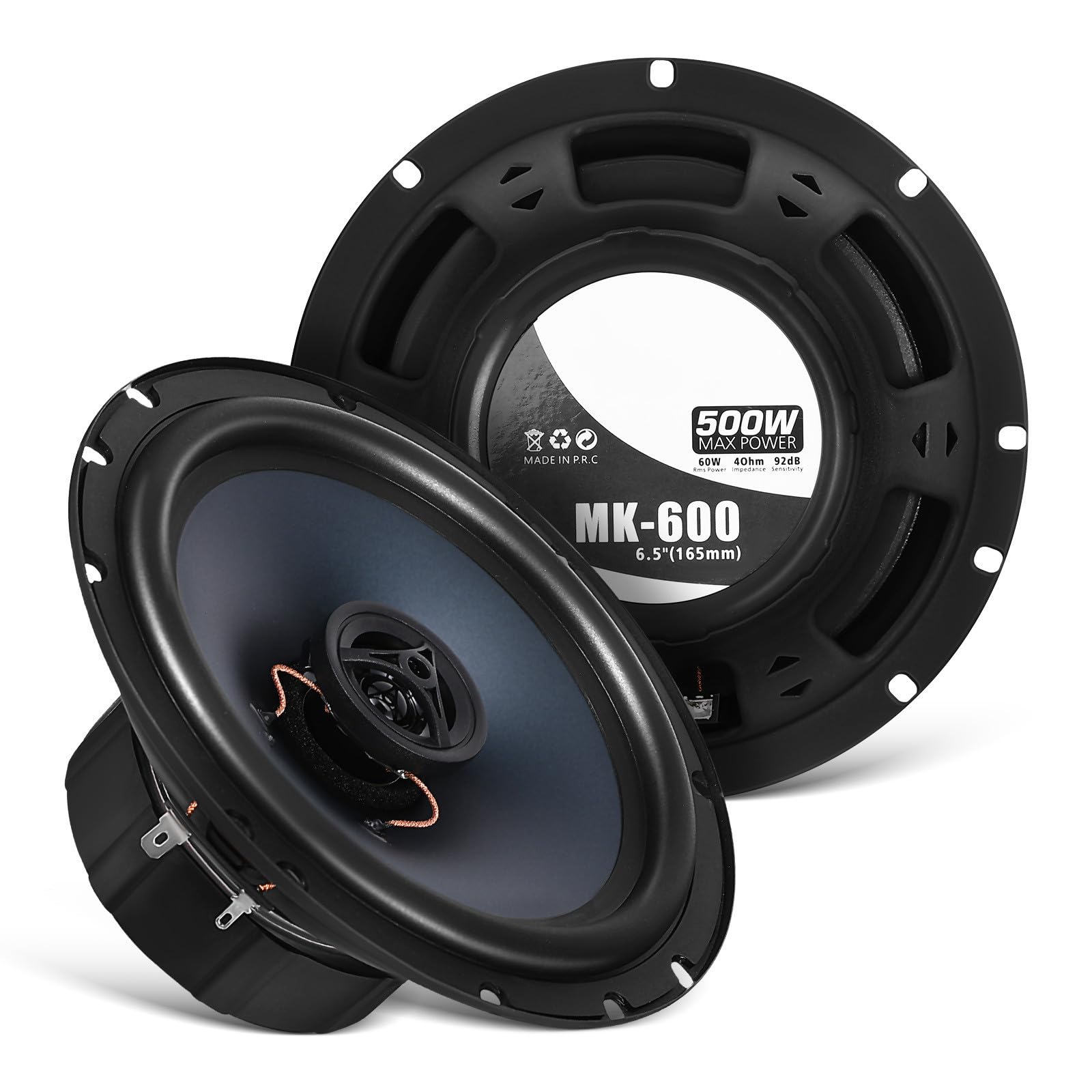 HEALLILY Altavoces Coaxiales para Coche de 6,5 Pulgadas, 80w, Plástico