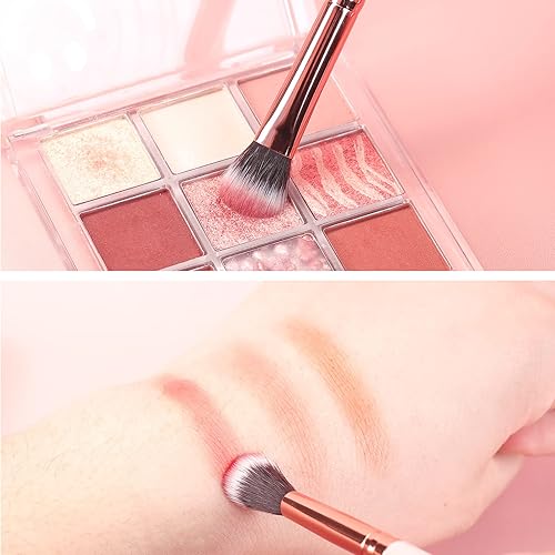 Miniatura 7 de MSQ Juego de 12 brochas de maquillaje para sombra de ojos con cabello sintético suave y mango de madera real para sombra de ojos cejas delineador de