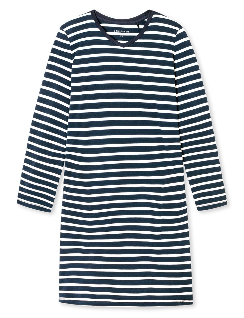 Schiesser Damen Nachthemd langarm weiche Baumwolle Bigshirt mit Taschen - Nightwear