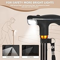 Vista 2 de Bastón para caminar con luz LED, plegable, ajustable, plegable, bastón de pie independiente, base cuádruple giratoria, bastones plegables