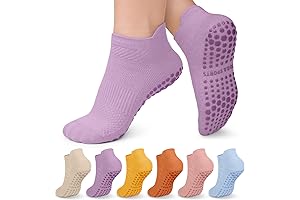 6 Pairs Pilates Socks Yoga Socks Non-Slip With Grips for Women Workouts