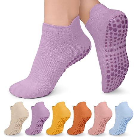 6 Pairs Pilates Socks Yoga Socks Non-Slip With Grips for Women Workouts