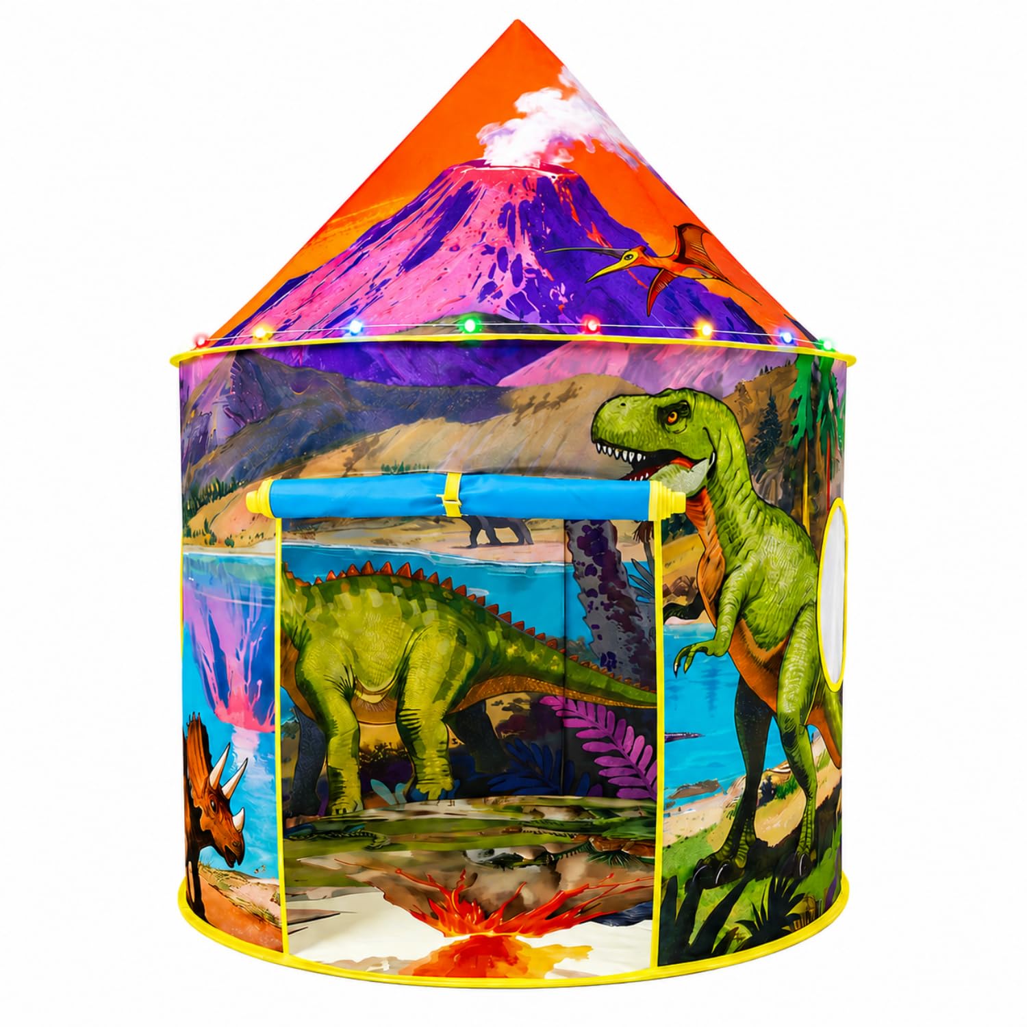 EagleStone Dinosaur Pop Up Play Tent for Kids with LED Lights Playhouse