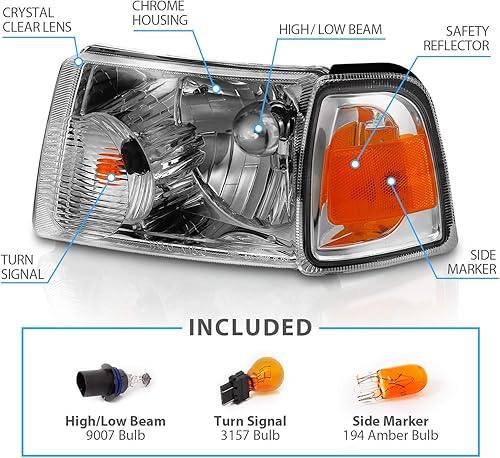Miniatura 5 de AmeriLite Juego combinado de faros delanteros de repuesto para camioneta Ford Ranger 2001-2011, lado del conductor y del pasajero