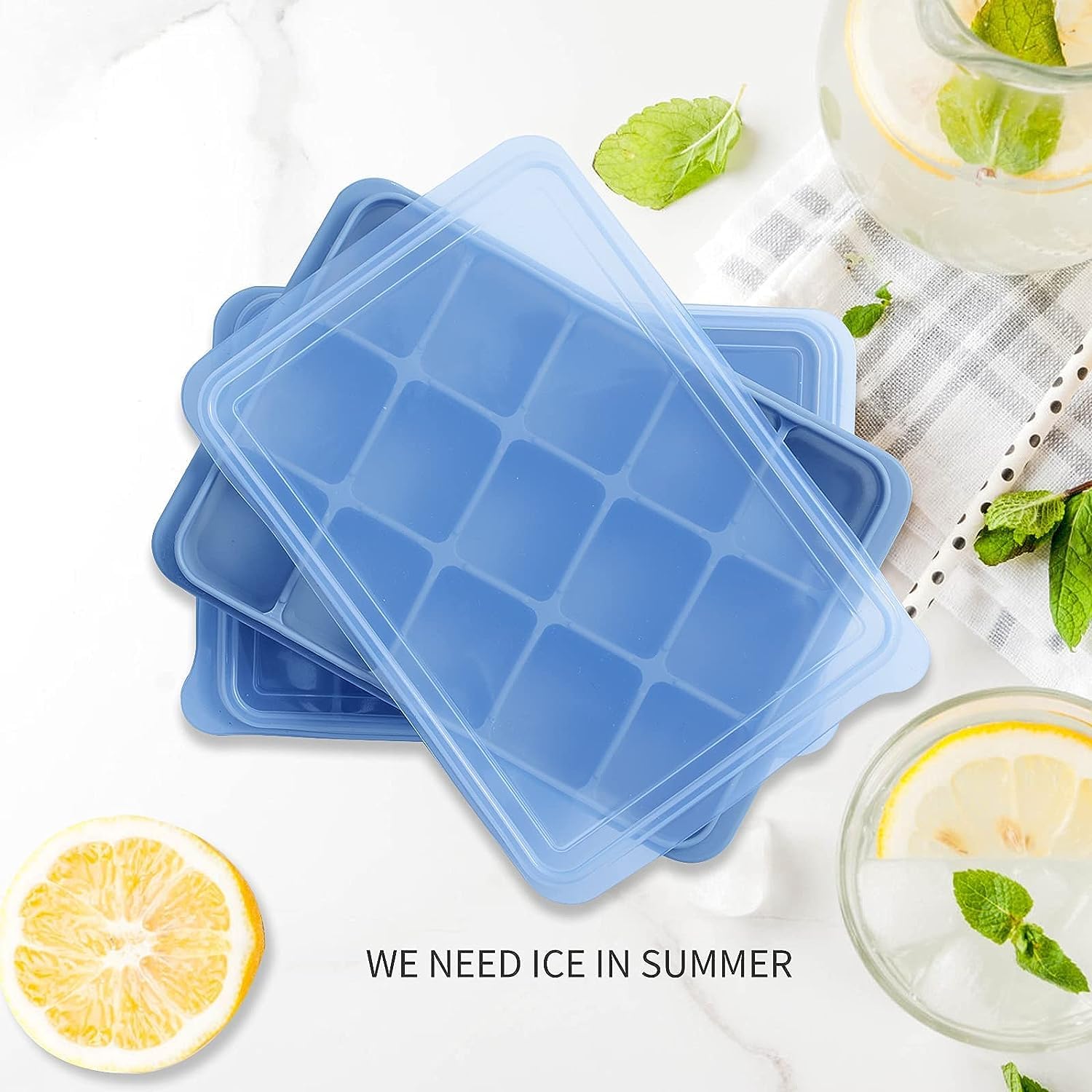 Stampo Per Cubetti Di Ghiaccio In Silicone Con Coperchio, 2 Pezzi Da 30 Scomparti, Per Cocktail, Whisky, Frutta E Puree - Verde Oliva - 4