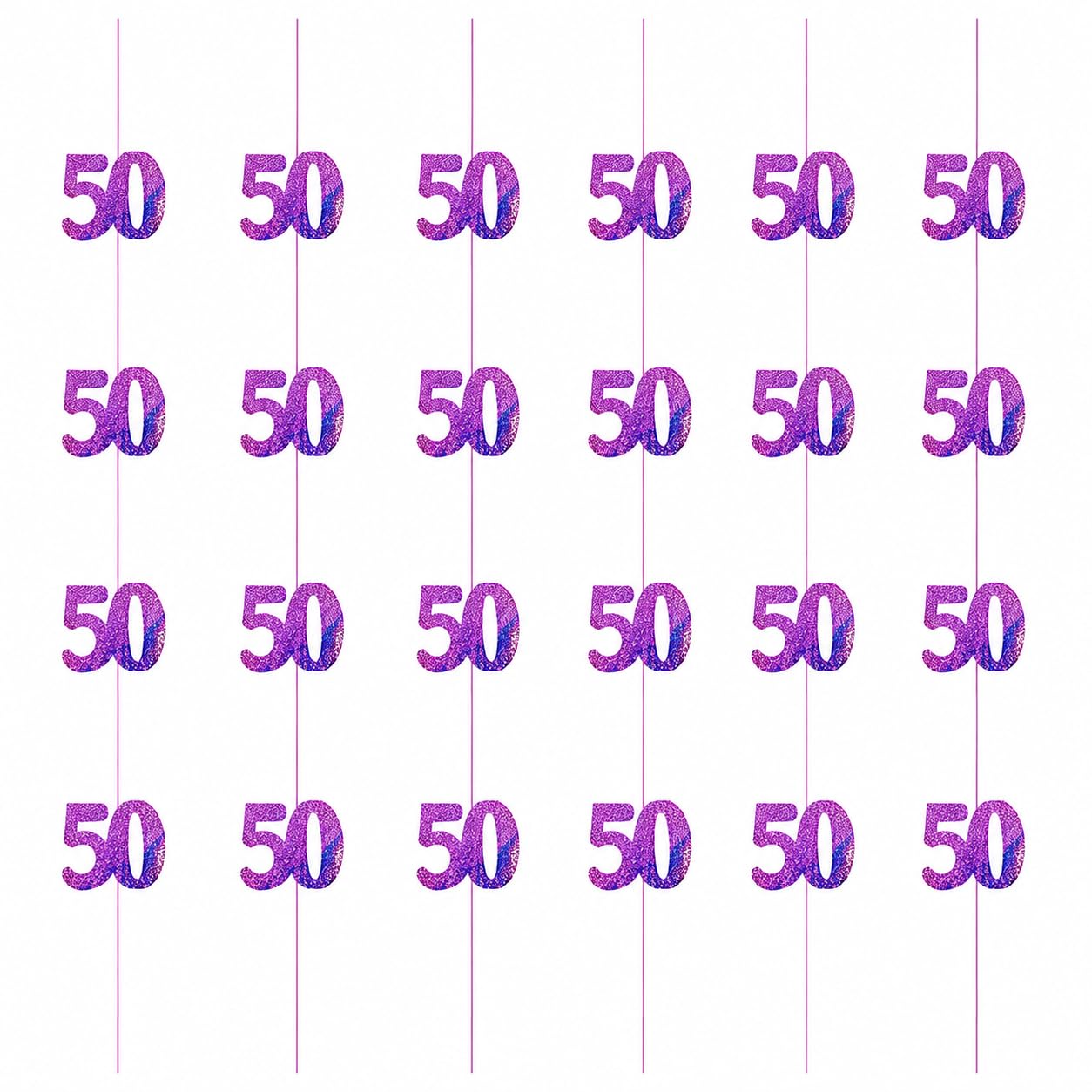SHATCHI Age Hanging String 13th-90th Glitz Anniversary Birthday Metallic Shiny Foil Banner Party Door Wall Decorations Pack of 6, Pink