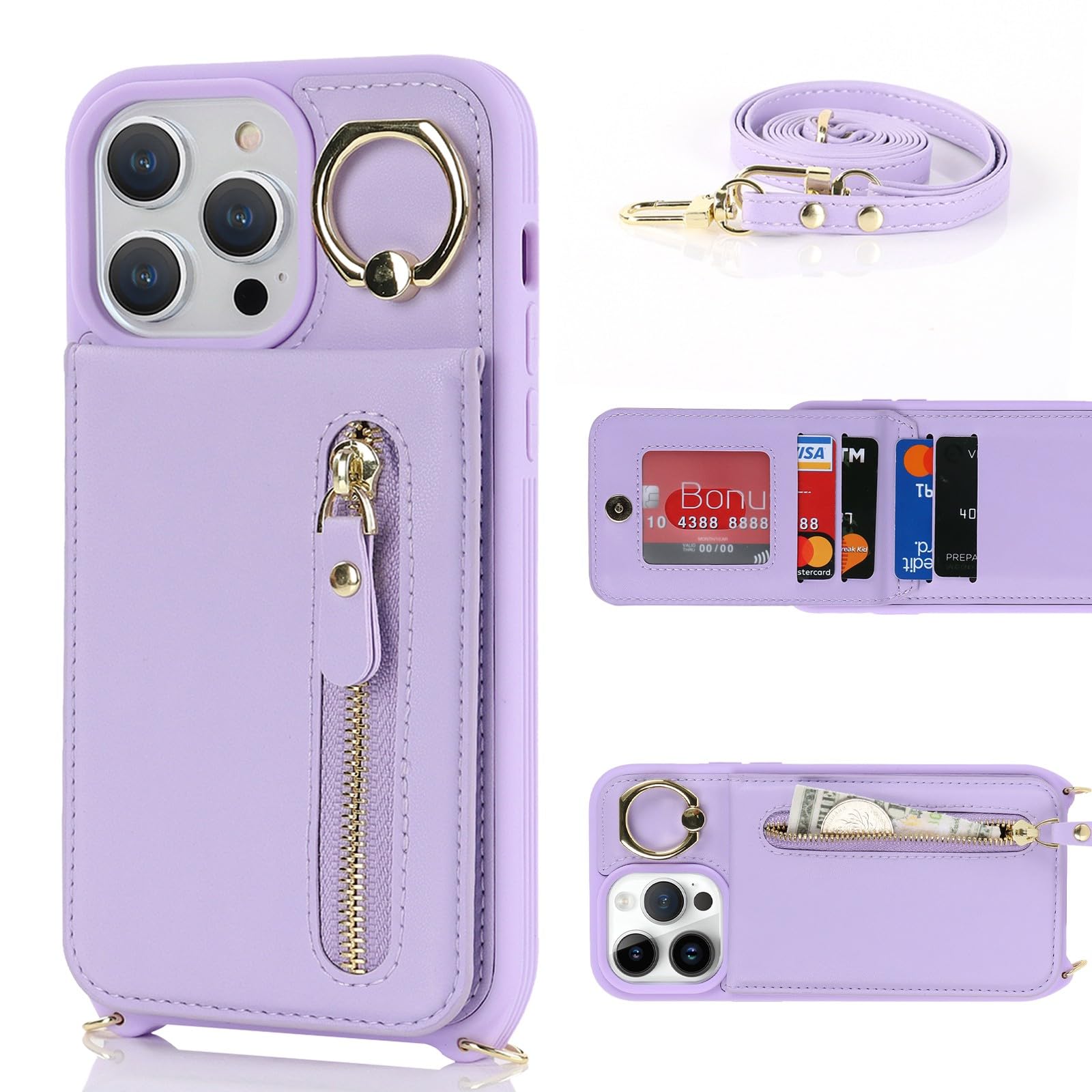 Zouzt for iPhone 14 Pro Case with Cord and Card Holde - Image 3