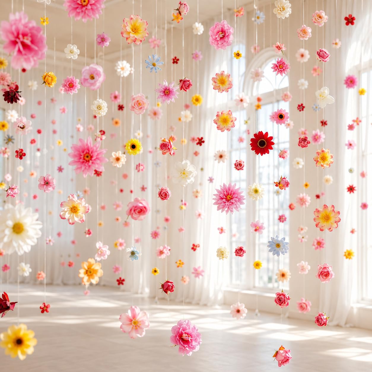 View 1 of 12 Pcs Floating Flower Garlands Backdrop Garden Party Decoration?70.8 FT