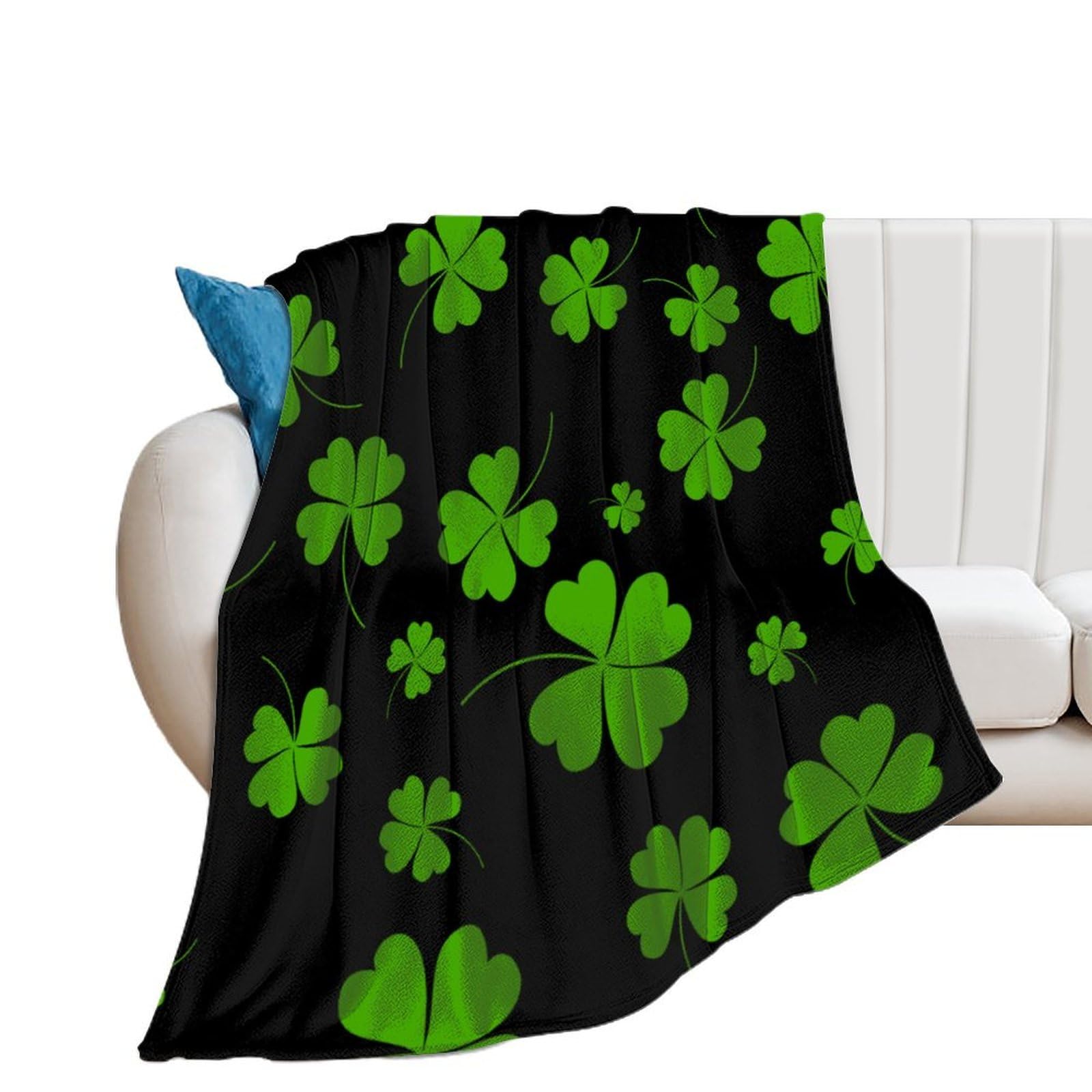 Nclqvjxzkhw Men's Style Shamrock Clover Flannel Blanket Soft Throw Blankets Bed Couch Sofa Travel