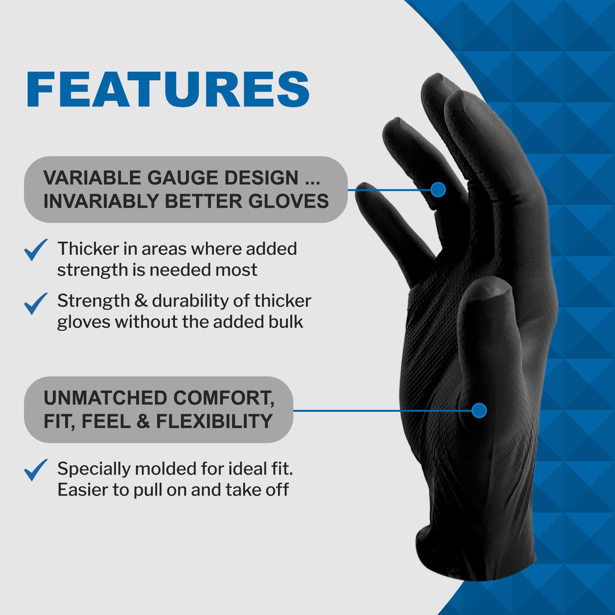 PERMASAFE PROTECTIVE COATINGS PERMASAFE - Guantes de nitrilo resistentes de 6 mil con textura de diamante antideslizante, talla L (paquete de 100)