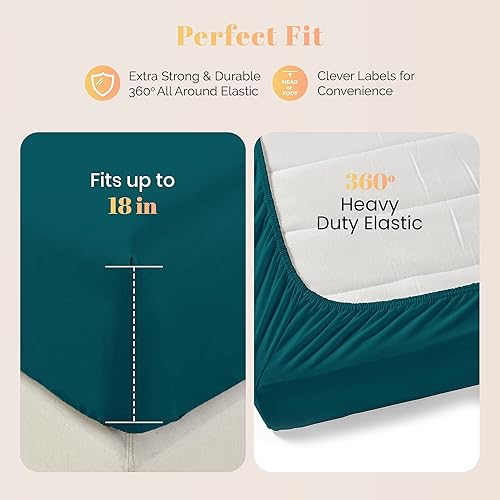 Miniatura 3 de Ashton Sheets - Juego de sábanas 100% de algodón egipcio tamaño King - Juego de 4 piezas de sábanas de algodón egipcio de 800 hilos de tamaño King