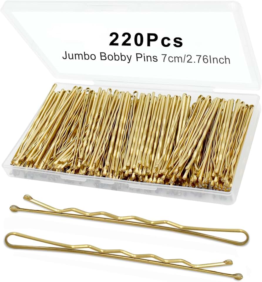 YINGFENG 220pcs Large Gold Bobby Pins for Women, 2.76 Inch Jumbo Hair Pins, Long Hair Clips Bulk with Box, Reusable Non Slip Hairpins Kit, Big Hair clips Great for Thick Hair