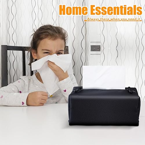 Miniatura 8 de Car Tissue Box Cover Holder Extra Large Rectangle Waterproof Soft Leather Facial Tissue Organizer Dispenser for 120-160 Tissues Box, Ideal for Car