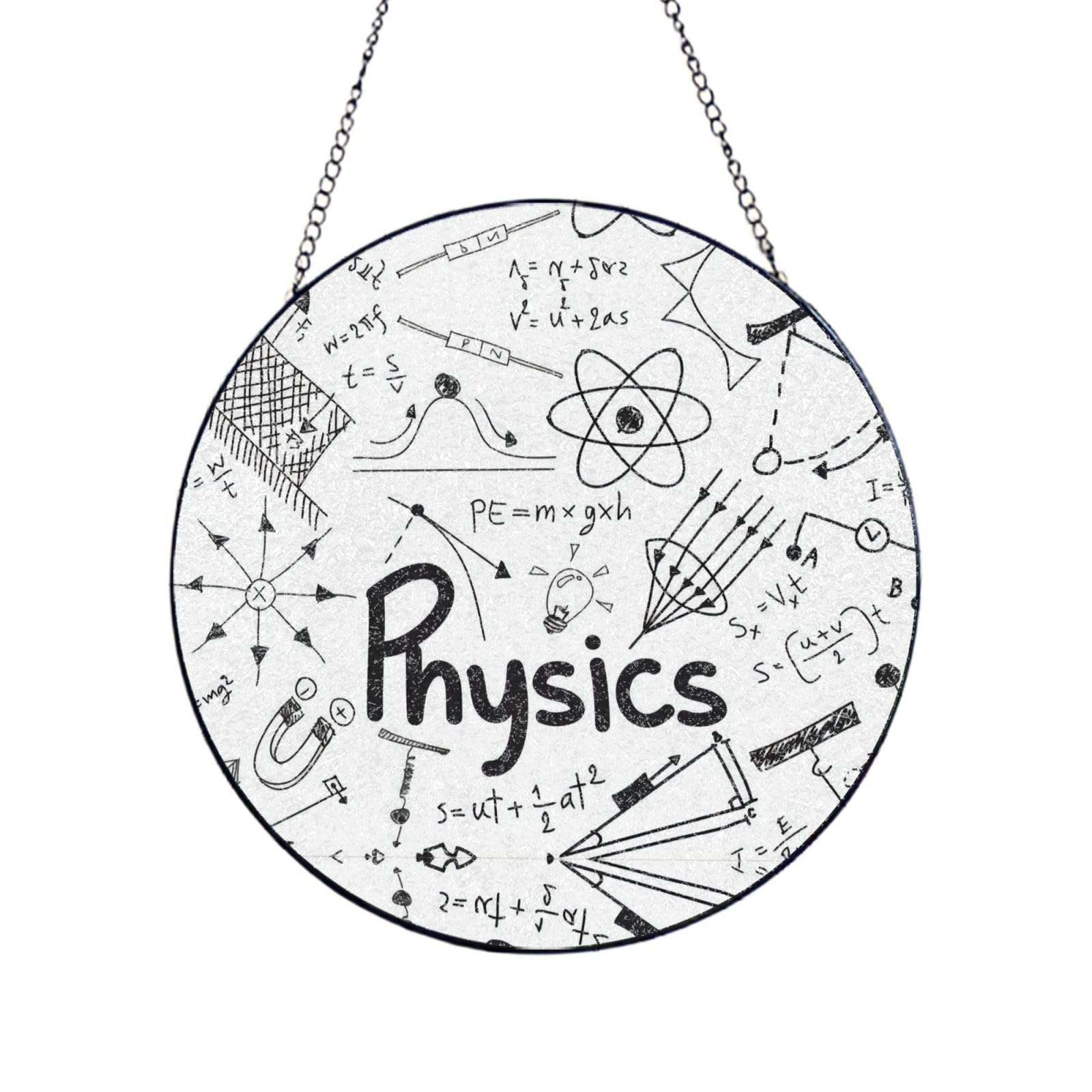 Phayah Physics Print Print Glass Window Hanging Round Suncatcher Glass Ornament Garden Wall Fence Decorations Indoor Outdoor 8in（20cm）