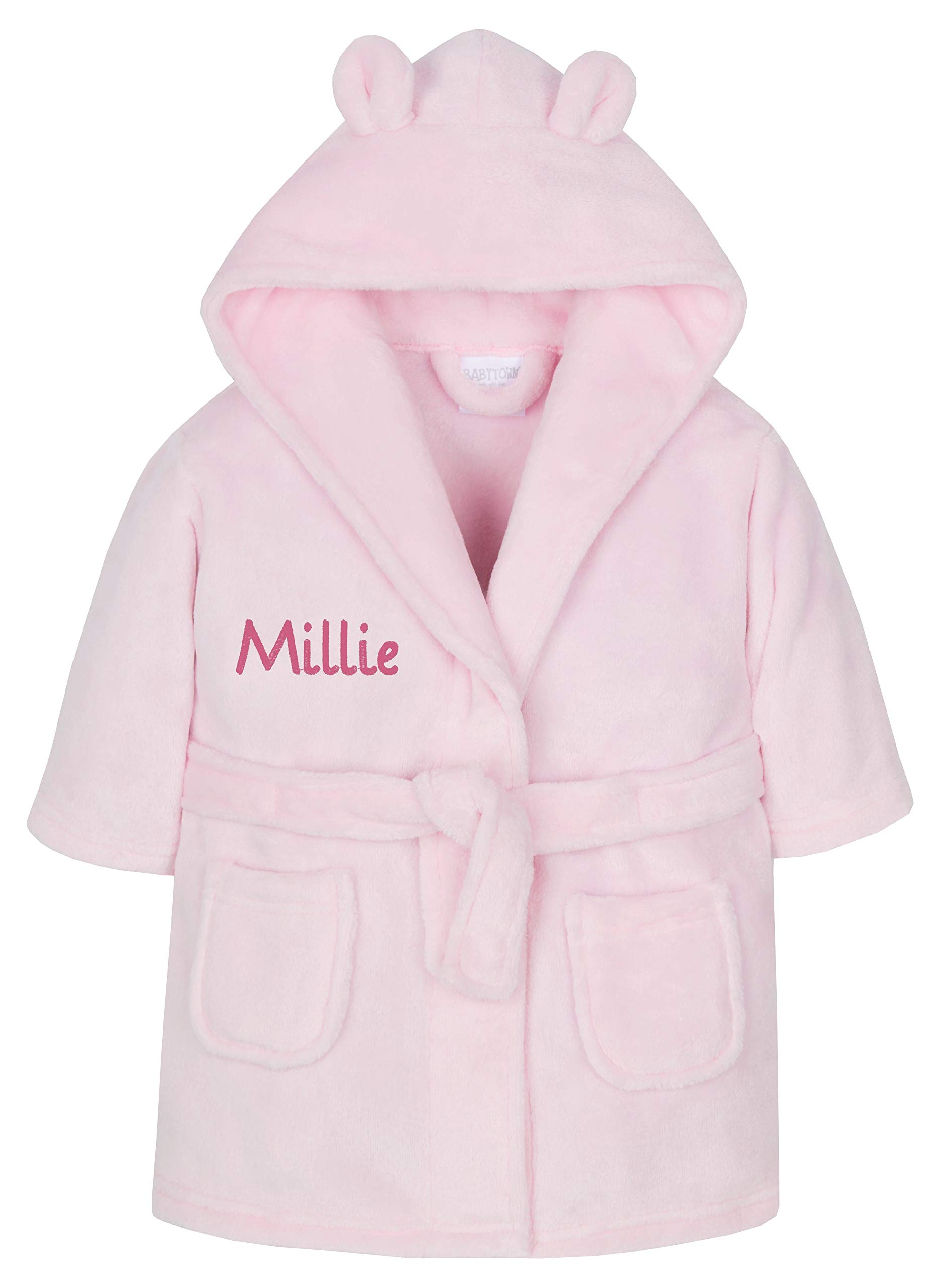 Gembroidery Personalised Baby Bathrobe Hooded Fleece Dressing Gown Super Soft Gifts Bath Robe For Boys Girls Cute Teddy Ears 0-4 Years - 3