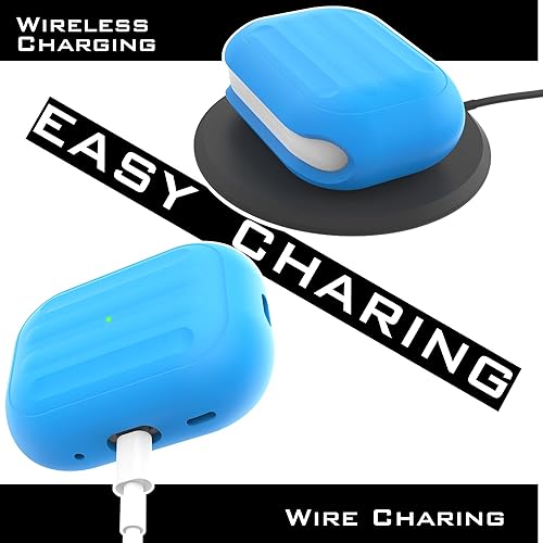 Miniatura 5 de HUABERICH - Funda antipérdida para Airpods Pro 2, funda de silicona suave de Unibody, carga inalámbrica, LED visible, funda deportiva con cordón