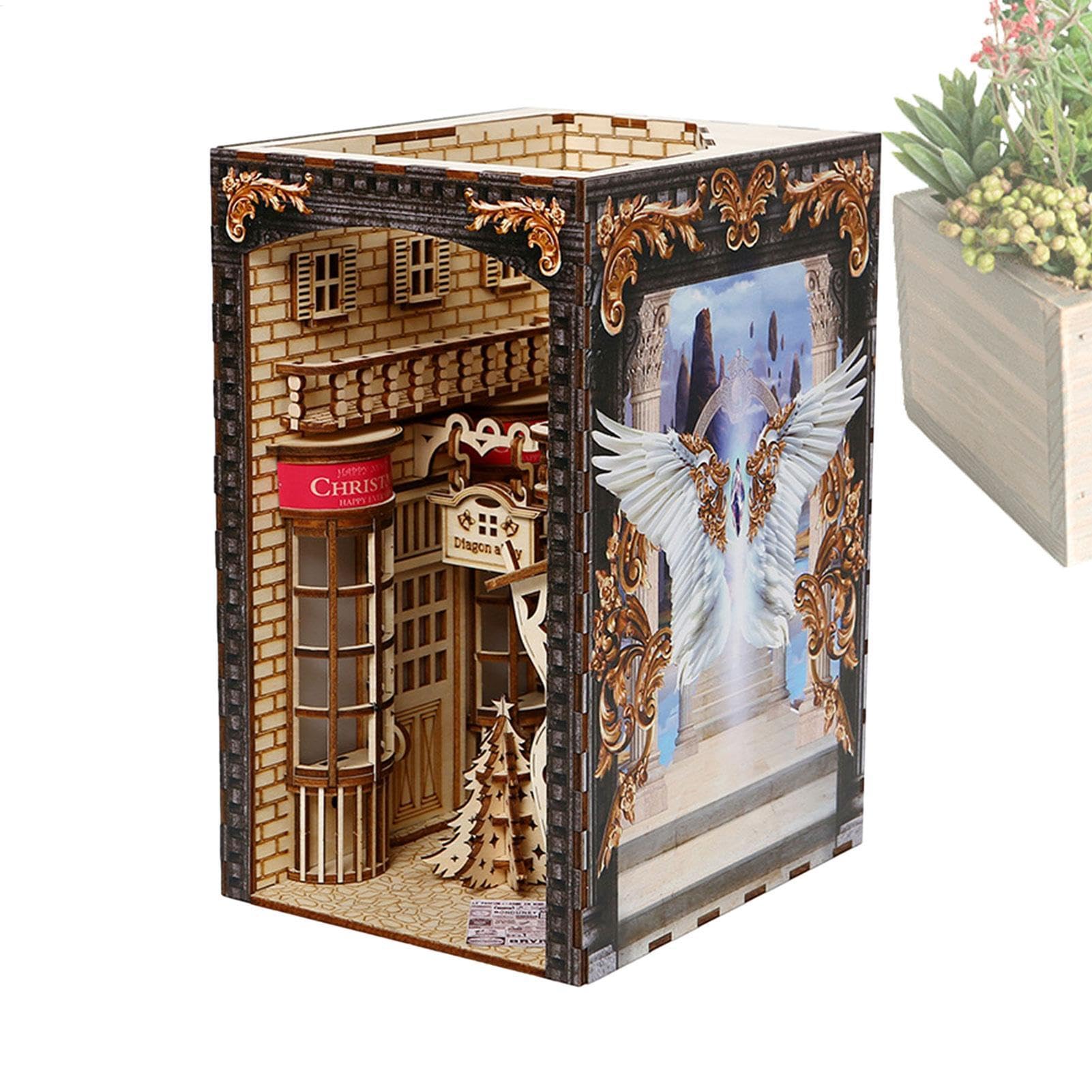 Kit per libri in miniatura, puzzle 3D creativi con luce a LED, decorazione decorativa in legno per famiglia, amici, colleghi