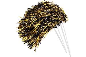 Anderson's Black and Gold Metallic Pom Poms for Kids - 10ct Cheerleading...