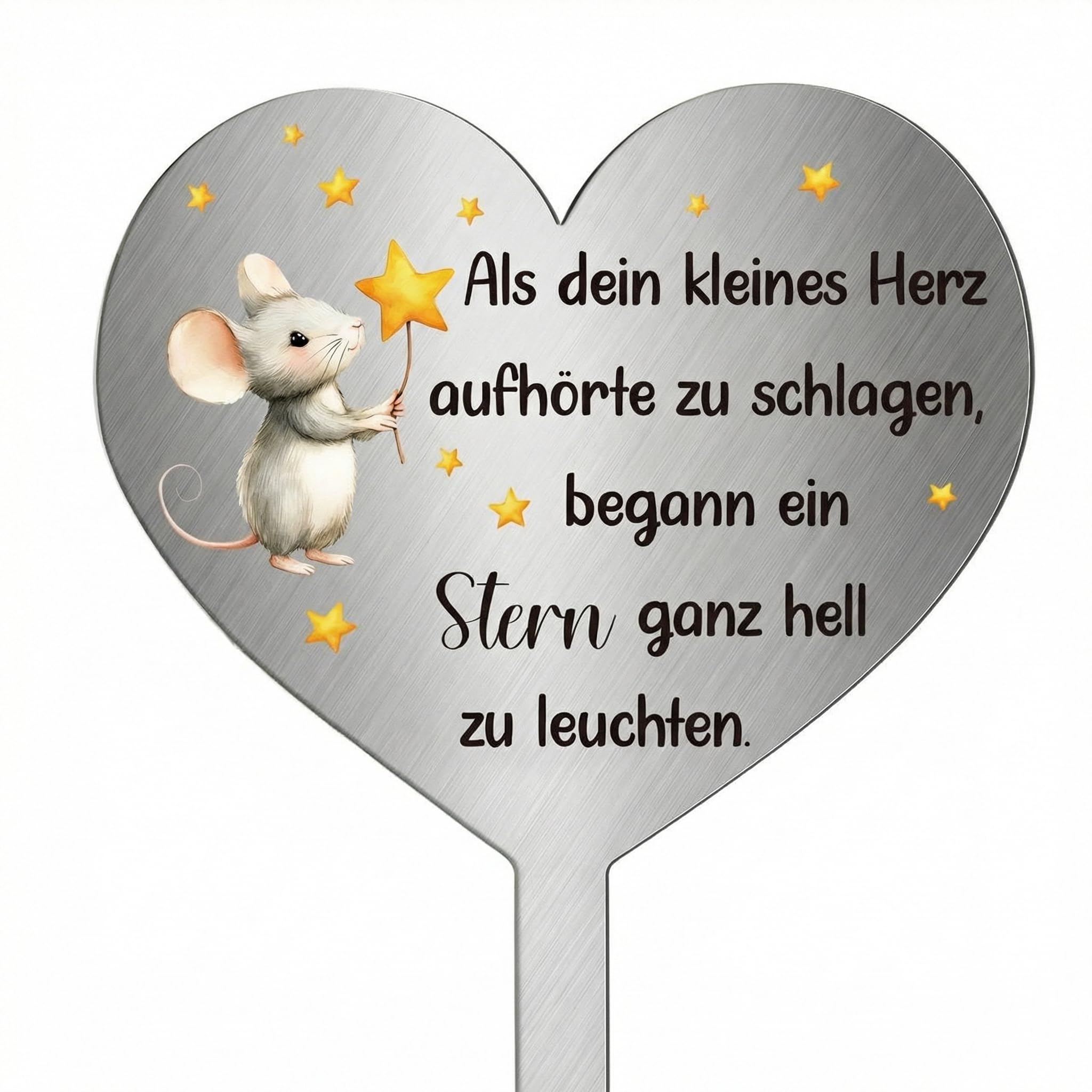 Photect Sternenkind Grabschmuck Wetterfest Grabstecker Metall Herz mit Spruch Als Dein Kleines Herz Aufhörte zu Schlagen, Begann Ein Stern Ganz Hell zu Leuchten Grabdekoration Grab zum Erinnerung