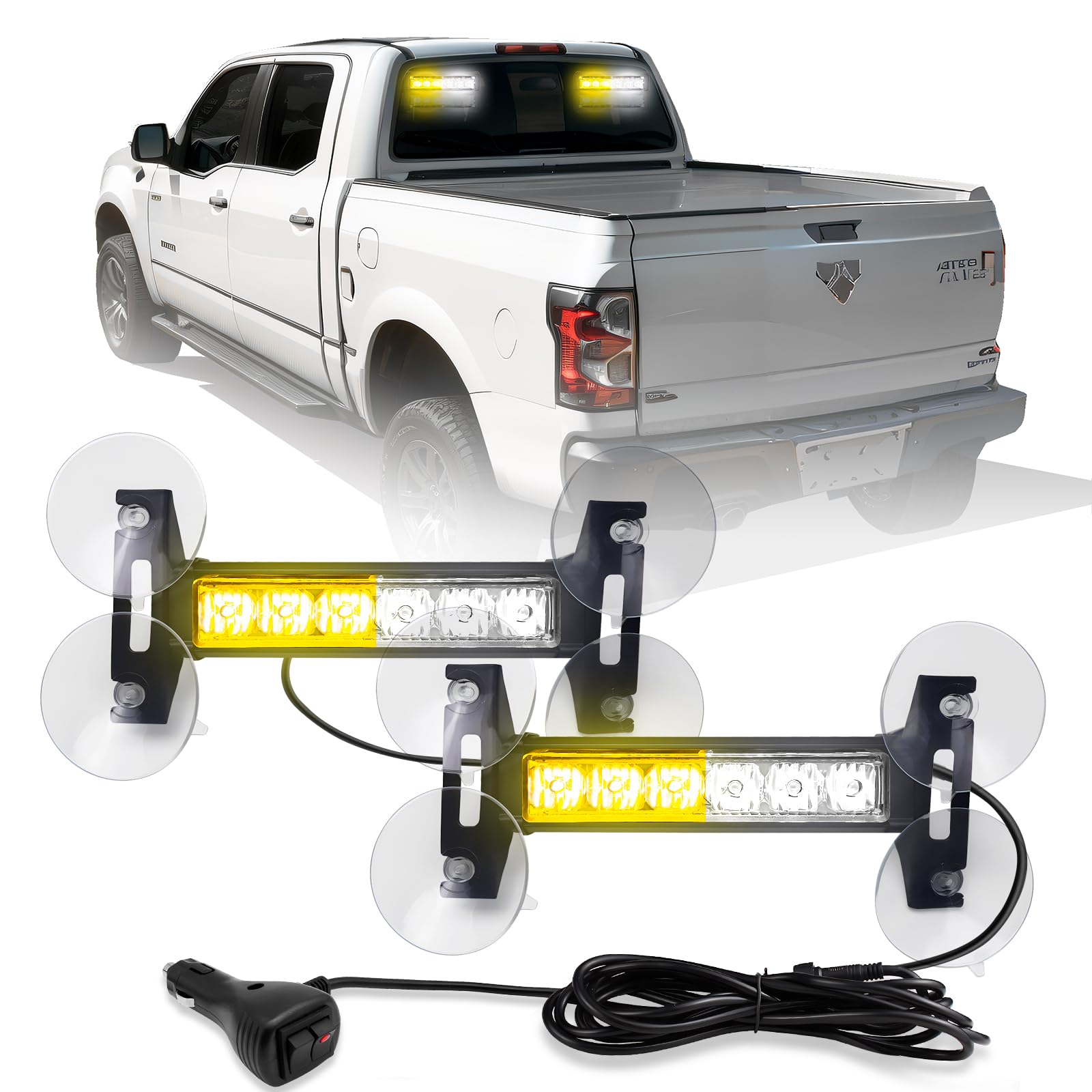 Buy 2X 6.1 inch Amber White Emergency Strobe Lights 12 LED Hazard