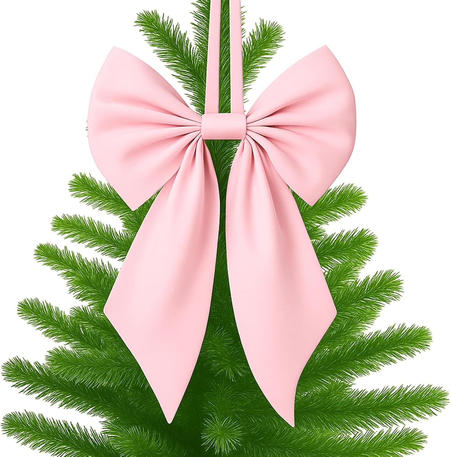 Large Christmas Bow Tree Topper Retro Velvet Bow Christmas Tree Top Decoration Hanging Ribbon Bowknot for Birthday Party & Wedding Party Backdrop Decor (Pink-Not Velvet, 55cm*30cm)