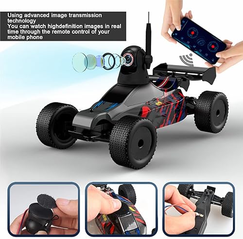 Miniatura 2 de SUNGOOYUE Cámara WiFi de ángulo ajustable 720P HD para RC Car Picnics Senderismo Viajar, Cámara de control remoto RC para F3 F4 1:24 RC Car