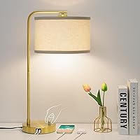 Vista 18 de Juego de 2 lámparas de mesa, lámpara de mesita de noche completamente regulable con puertos de carga USB C+A, lámparas modernas de noche