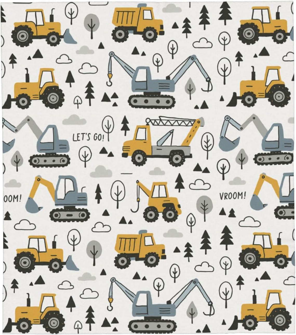 Cute Excavator Throw Blanket Flannel Fleece Truck Blanlet Autumn Lightweight Soft Fuzzy Cozy Travel Blanket for Couch Bed Fall Decor Thanksgiving Kids Boys Girls 60"x50" - Image 2