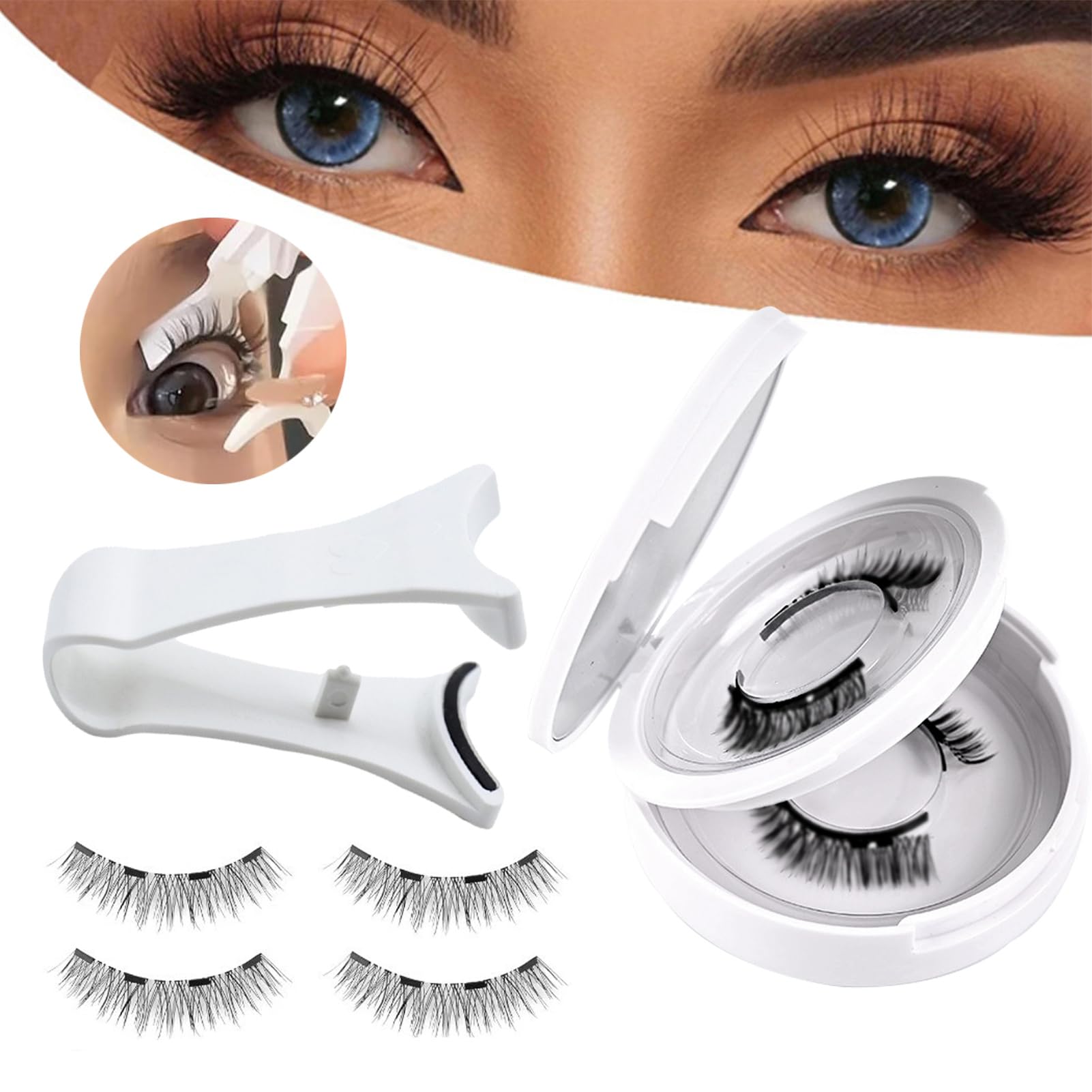 Ciglia Magnetiche Riutilizzabili E Strumenti Per Lash Magnetici | Kit 4 Paia di Ciglia Finte Senza Colla con Applicatore Ideale Per Casa, Appuntamenti, Spettacoli,