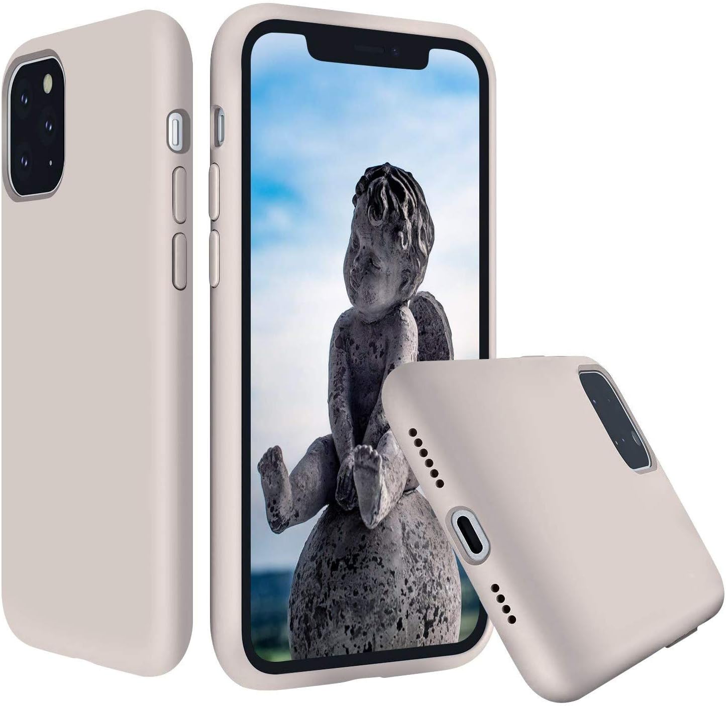 Liquid Silicone iPhone 11 Pro Max Case Silky Touch Full Protective with Microfiber Cloth Lining Cushion Anti-Scratch for iPhone 11 Pro Max 6.5 inch (Stone)