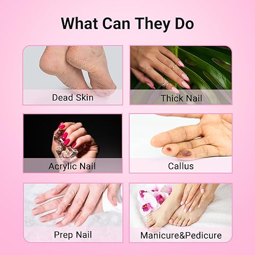 Miniatura 86 de MelodySusie 100 unidades de brocas de uñas, bandas de lijado para taladro de uñas, 120 bandas de lijado de lima de uñas de grano medio para uñas