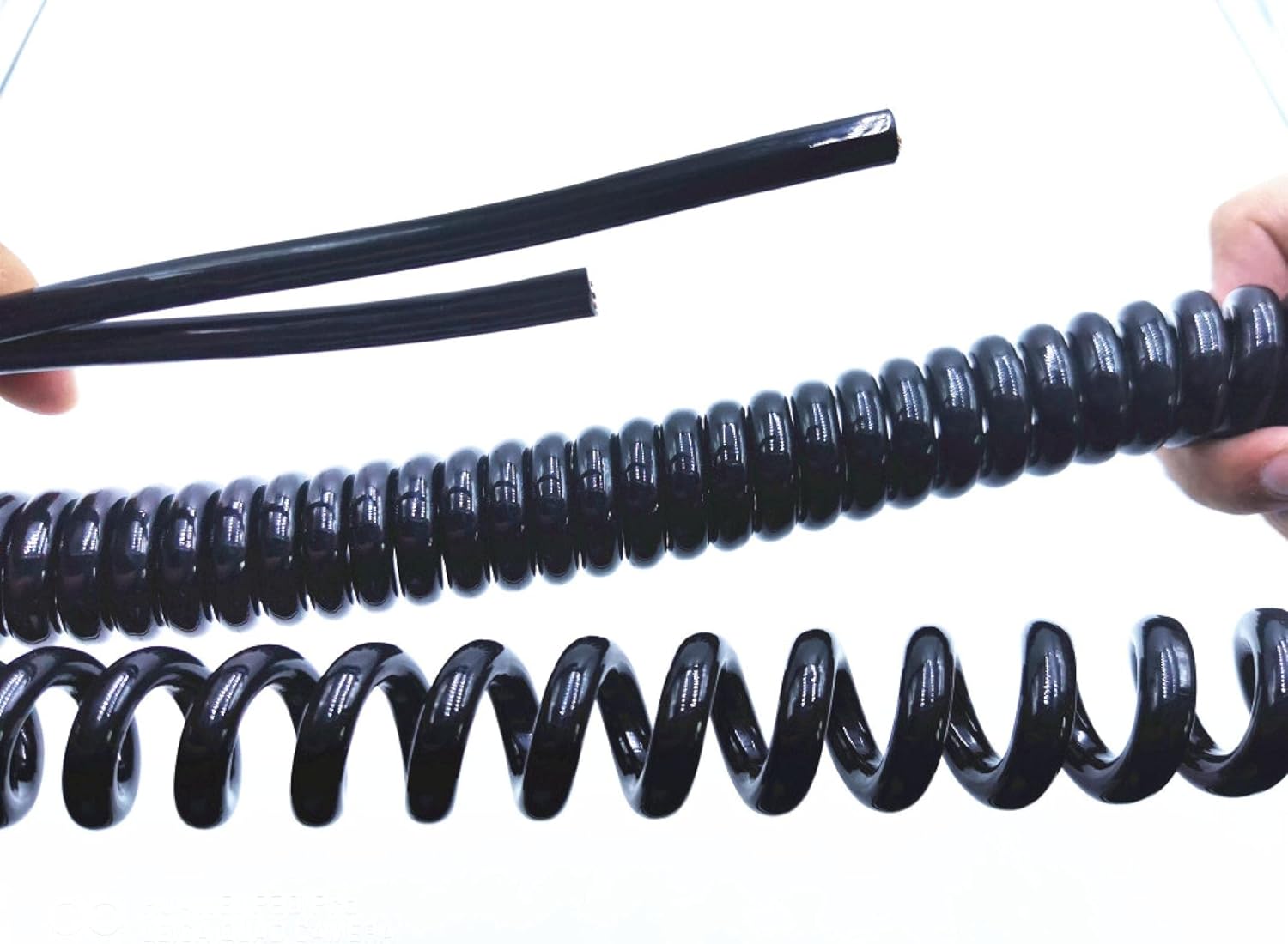 Retractable Spring Coiled Extension Cord ， 2-core Spring Telescopic Wire Spiral Cable 24AWG 20AWG 17AWG 14AWG 2.5 m 7. Black Power Cord Expandable Line Length .5m(2 core 17awg,Line Length 2.5m)