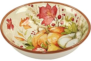Enchantez Thanksgiving Gathering 120 oz. Multicolor Harvest Blessings Serving Bowl