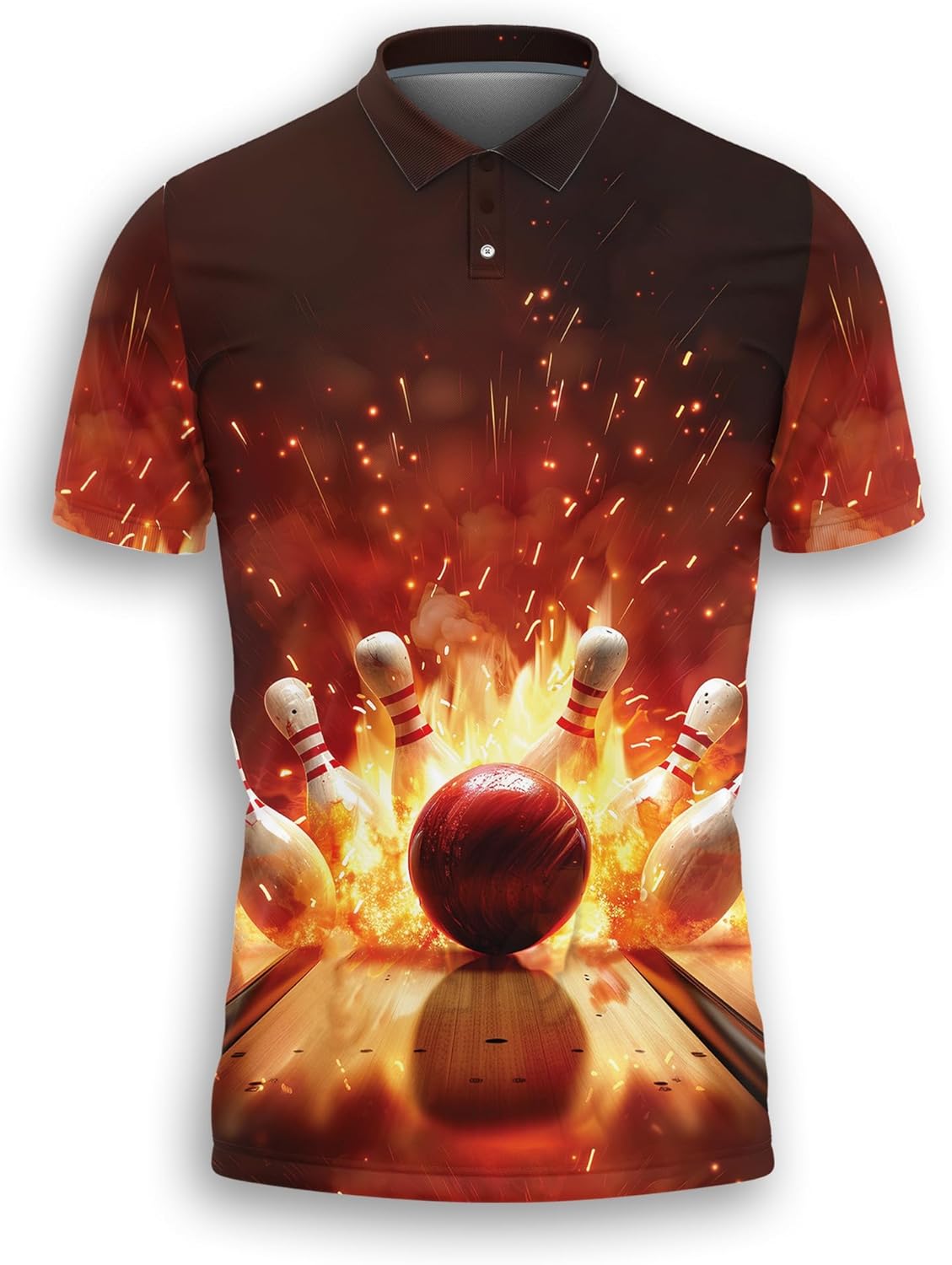 Bowling Ball Polo Shirts for Men- Golf Moisture Wicking Dry Fit Short Sleeve Polo Shirts S10