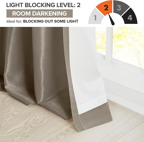 Madison Park Emilia Faux Silk Single Curtain with Privacy Lining, DIY Twist Tab Top, Room Darkening Window Drape for Living Room, Bedroom and Dorm, 108L x 50W, Pewter Brown