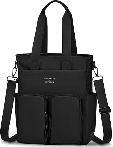 Large Nylon Tote Bag for Women Work with Zipper Pocket Waterproof Laptop College Tote bag Shoulder Purse Travel Handbag