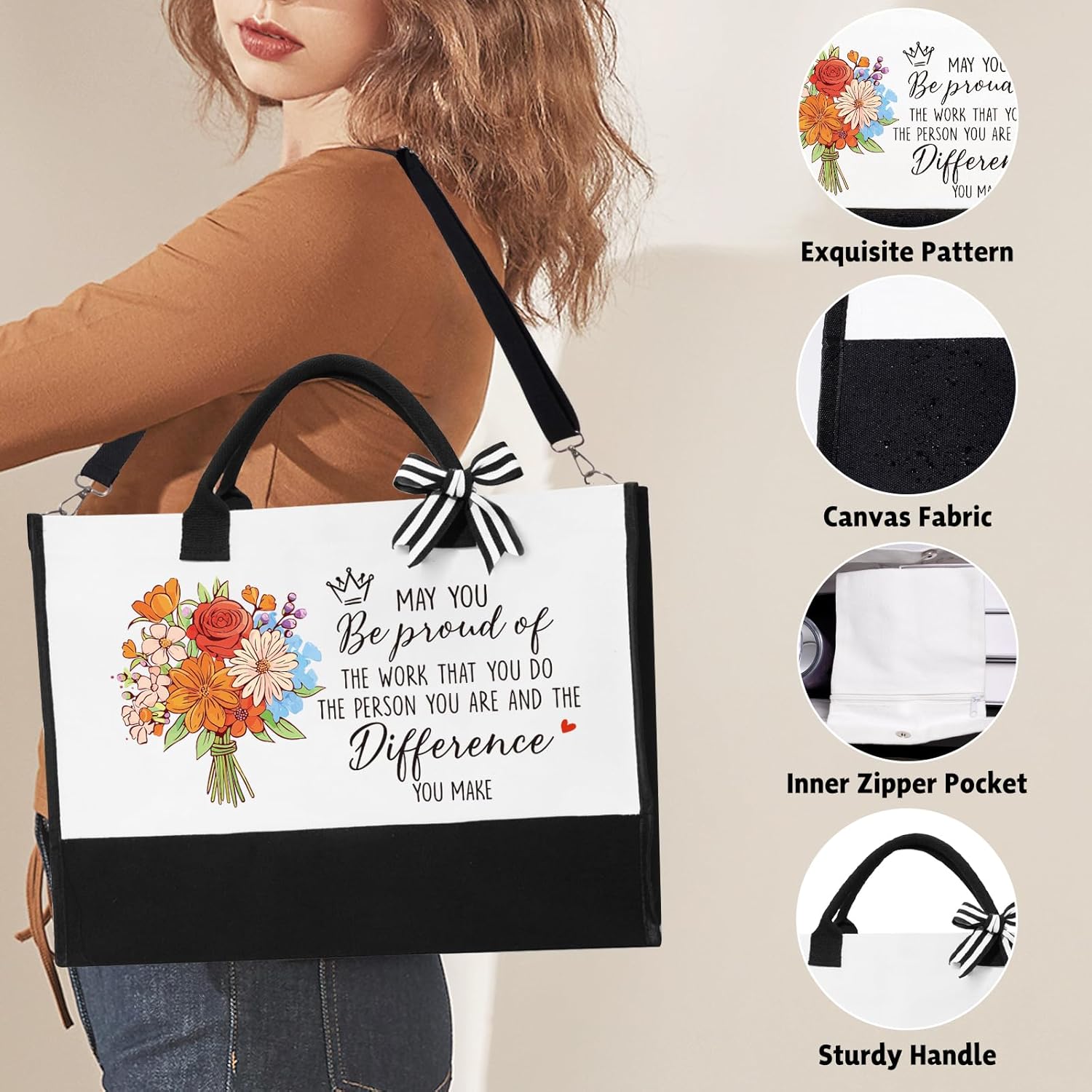 Thank You Gifts for Women, Employee Appreciation Gifts Baskets for Women, Coworkers Teacher Nurse Secretary Mentor Retirement Thank You Gift Ideas, Canvas Tote Bag Tumbler Gratitude Gift Box - Image 4