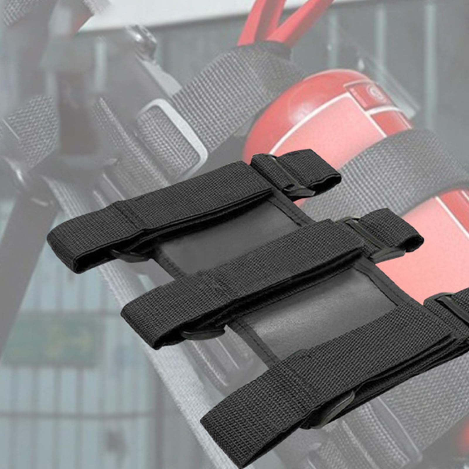 Überrollbügel Feuerlöscher Halterung Auto Kofferraumhalter Auto-Feuerlöscher-Halterungsgurt Verstellbarer Gürtel für Auto Auto Praktisches Zubehör Drittanbieter-Zubehör für Jeep (Schwarz)