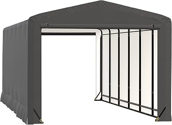 ShelterLogic ShelterTube Garage & Storage Shelter, 12 x 27 x 10 Heavy-Duty Steel Frame Wind and Snow-Load Rated Enclosure, Gray