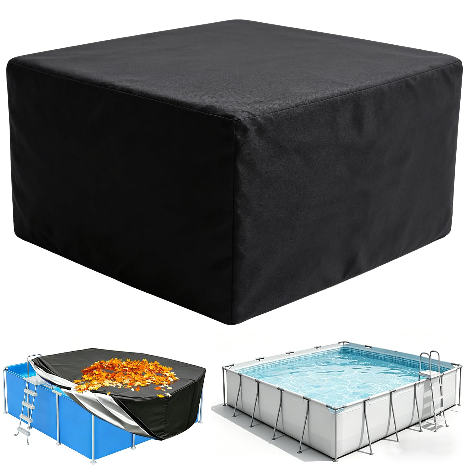 Cubierta para jacuzzi, 220 x 220 x 70 cm, cobertura completa 420D, resistente a los rayos UV, impermeable, portátil, para jacuzzis al aire libre, reemplazo ideal para 6 personas (negro 220 x 85 cm)
