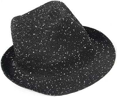 Ruluti Solid Color Sequins Knitted Fedora Hat Shining Hat Jazz Caps Hat Beach Hat for Adults Costume Performance Party
